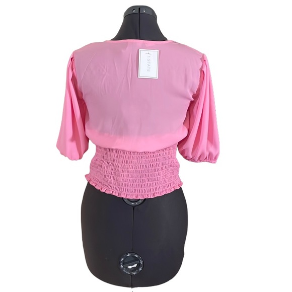 1. State Bubblegum Pink Semi-sheer Peasant Blouse Size Small - Picture 8 of 14